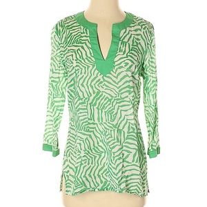 Jones New York Signature Green zepra print tunic